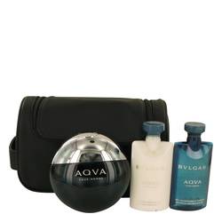 Bvlgari Aqua Pour Homme Cologne Gift Set for Men (100ml EDT + 75ml After Shave Balm + 75ml Shower Gel + Pouch)